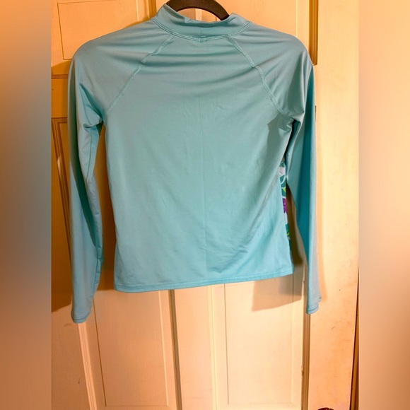 Lands End Long Sleeve Swim Shirt Tropical Floral Pattern Size Large10-12 - Picture 6 of 7